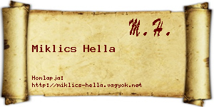 Miklics Hella névjegykártya